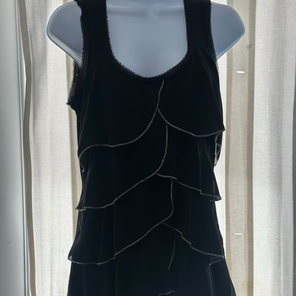 White House Black Market Black Fringed Top